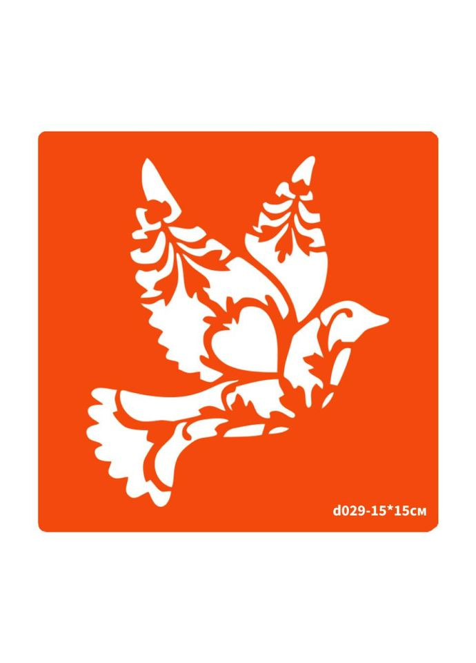 Трафарет для біо-тату Пташка d029-15*15см, розмір 15х15см No Brand (339778151)