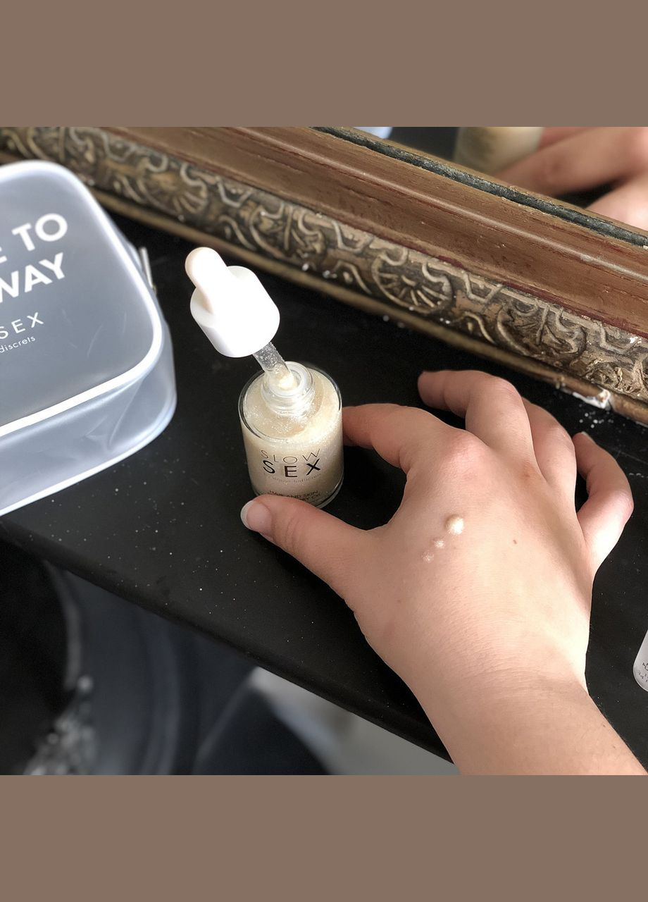 Сухое масло для тела и волос Slow Sex by Bijoux Indiscrets с мерцающими частичками No Brand (303907695)