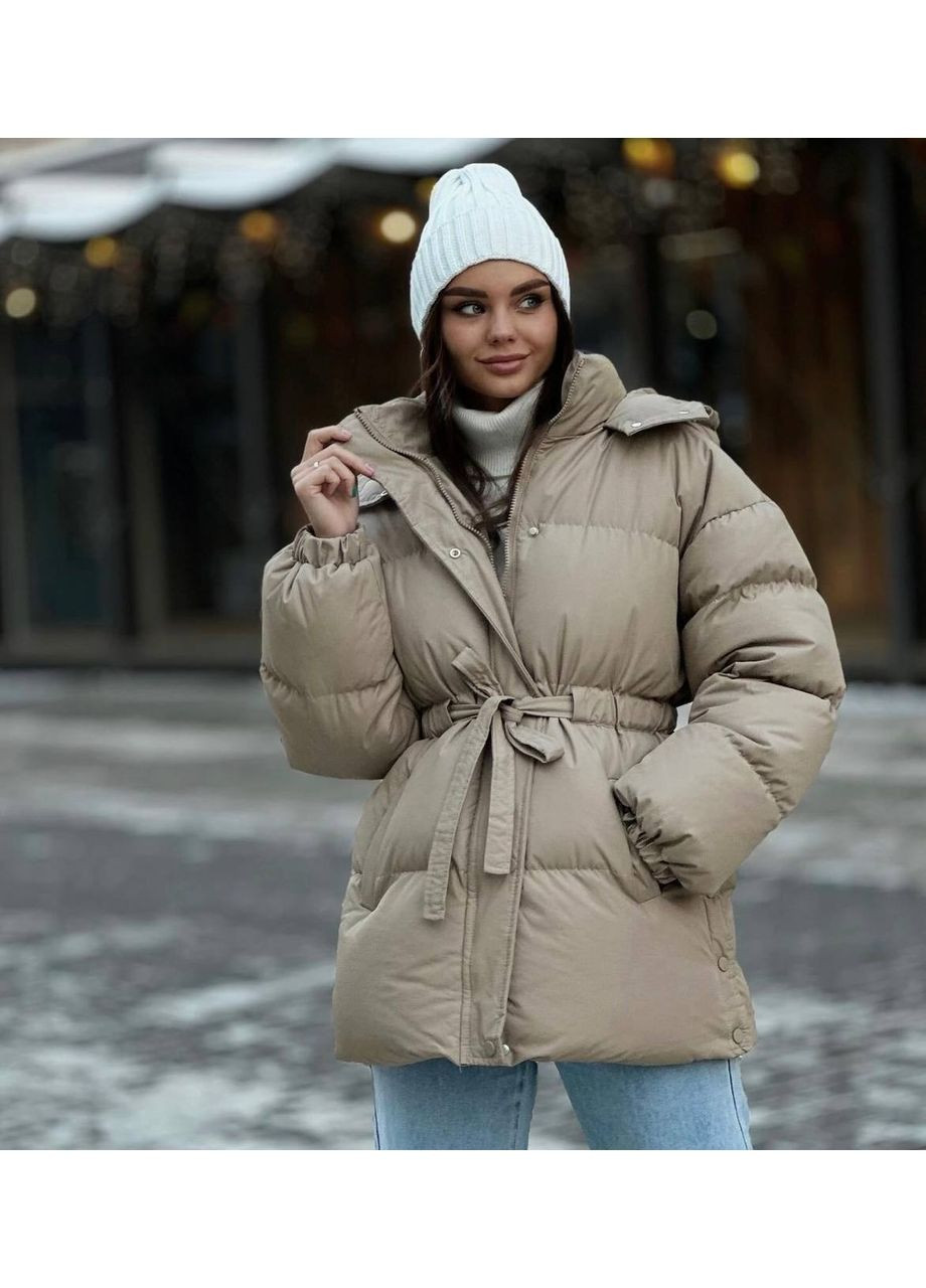 Бежева демісезонна куртка жіноча тепла Style Point