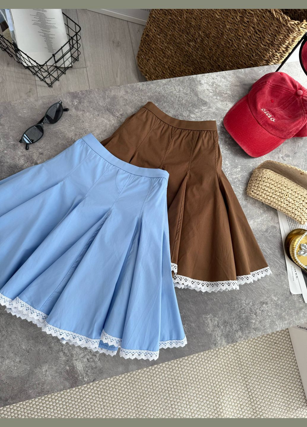 Голубая юбка легкая воздушная с шортиками No Brand