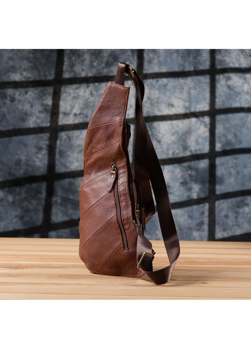 Сумка слинг через плечо мужская кожаная для телефона и для документов большая Коричневый 40670 Vintage (361348732)