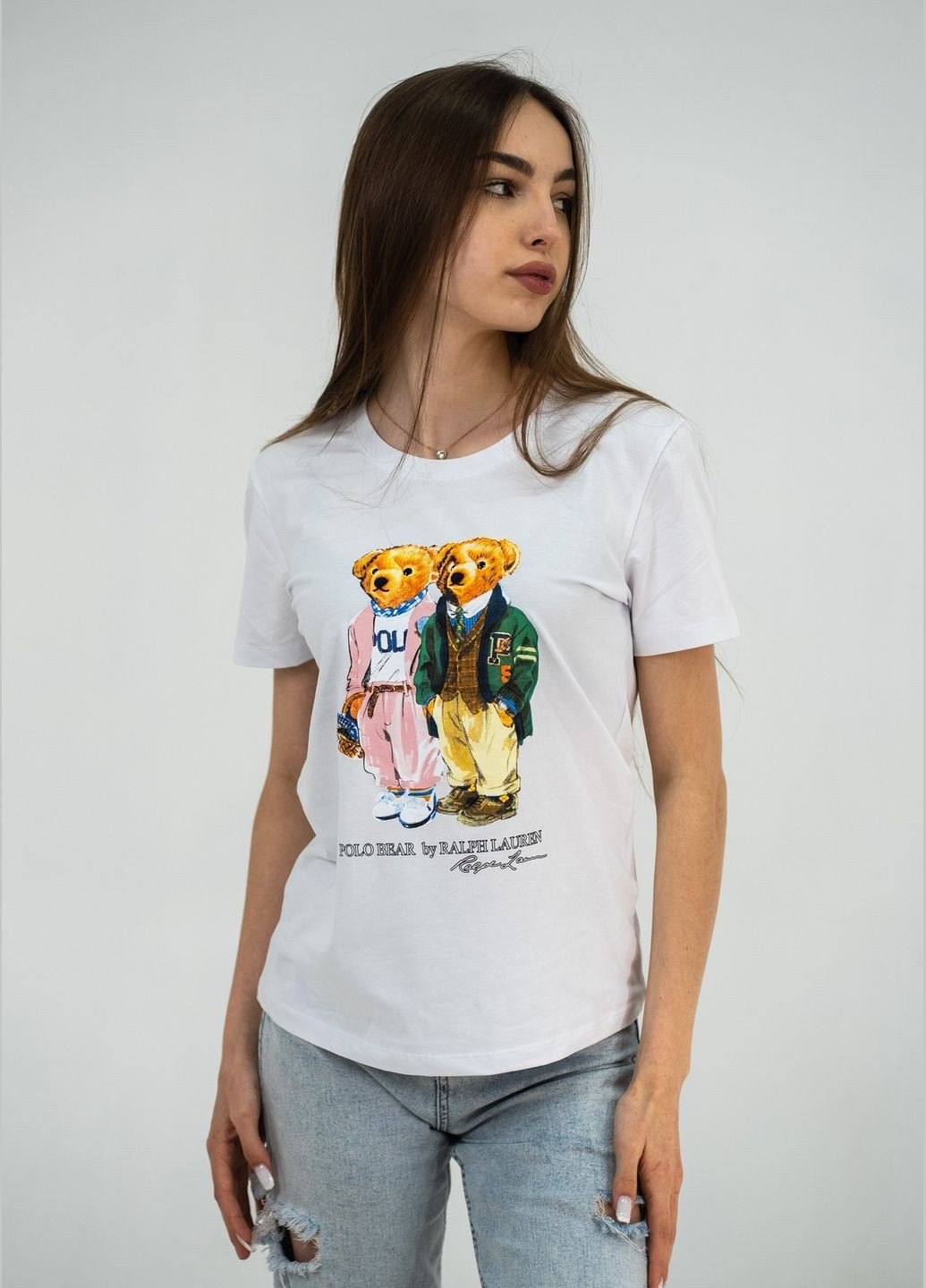 Белая летняя футболка женская polo Ralph Lauren