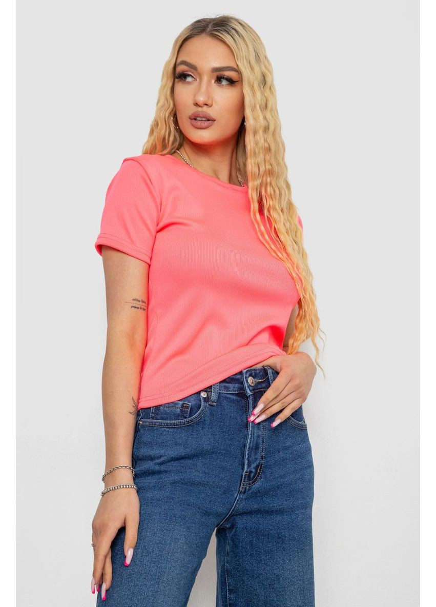 Футболка жіноча в рубчик, колір зелений, 238R123-2 Annabelle - (369972976)