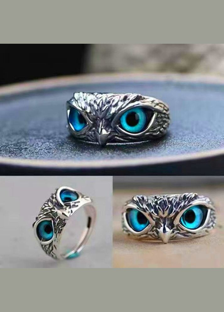 Каблучка у вигляді Сокола або Сови з яскравими синіми очима розмір регульований Fashion Jewelry (289355717)