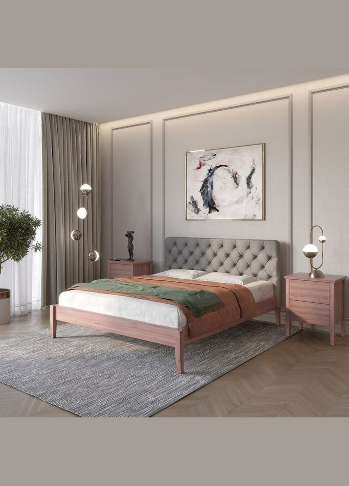 Односпальная деревянная кровать Рим ДК /Аляска 93 (Серый) Б3 90х190 см (MBG-) Mebigrand (366087034)