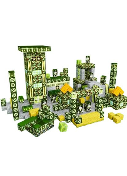 Магнитный конструктор Minecraft 100 шт кубики на магнитах детский Майнкрафт Военная No Brand (363042326)