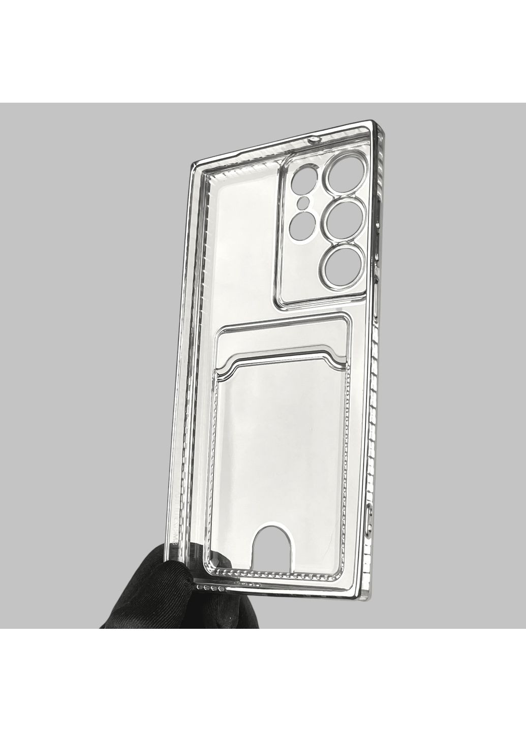 Чехол для Galaxy S23 Ultra (SM-S918B) с серебряной окантовкой с карманом самсунг с23 ультра серебряный Samsung (366022982)