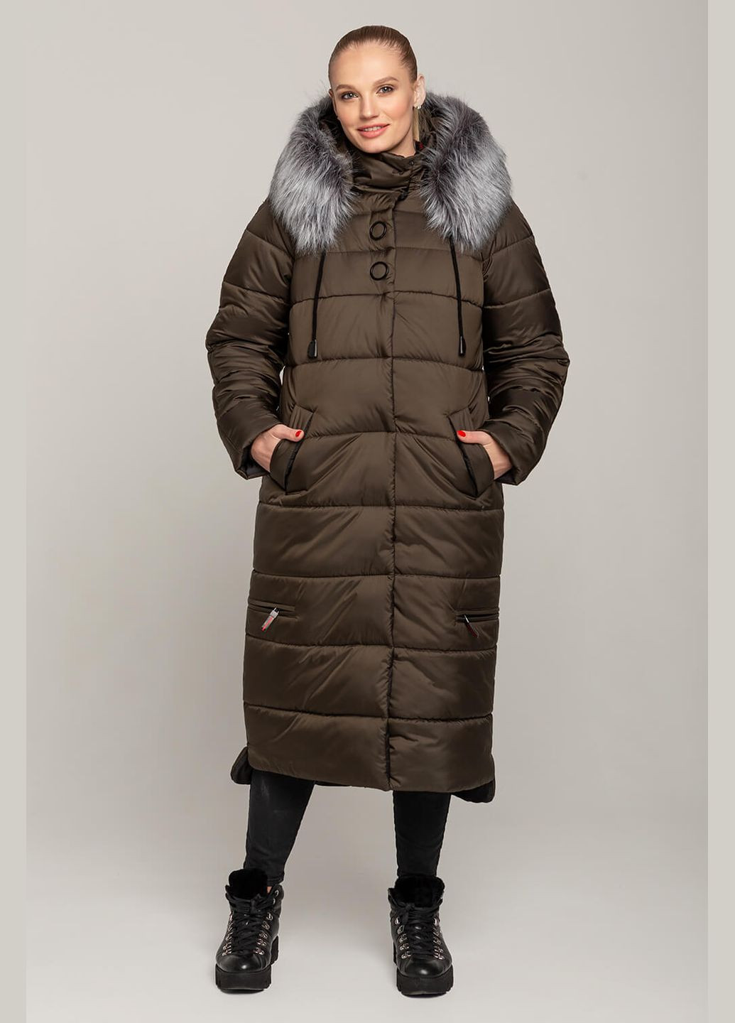 Оливкова (хакі) зимня зимняя куртка barbara (01021-b-blue50) MioRichi