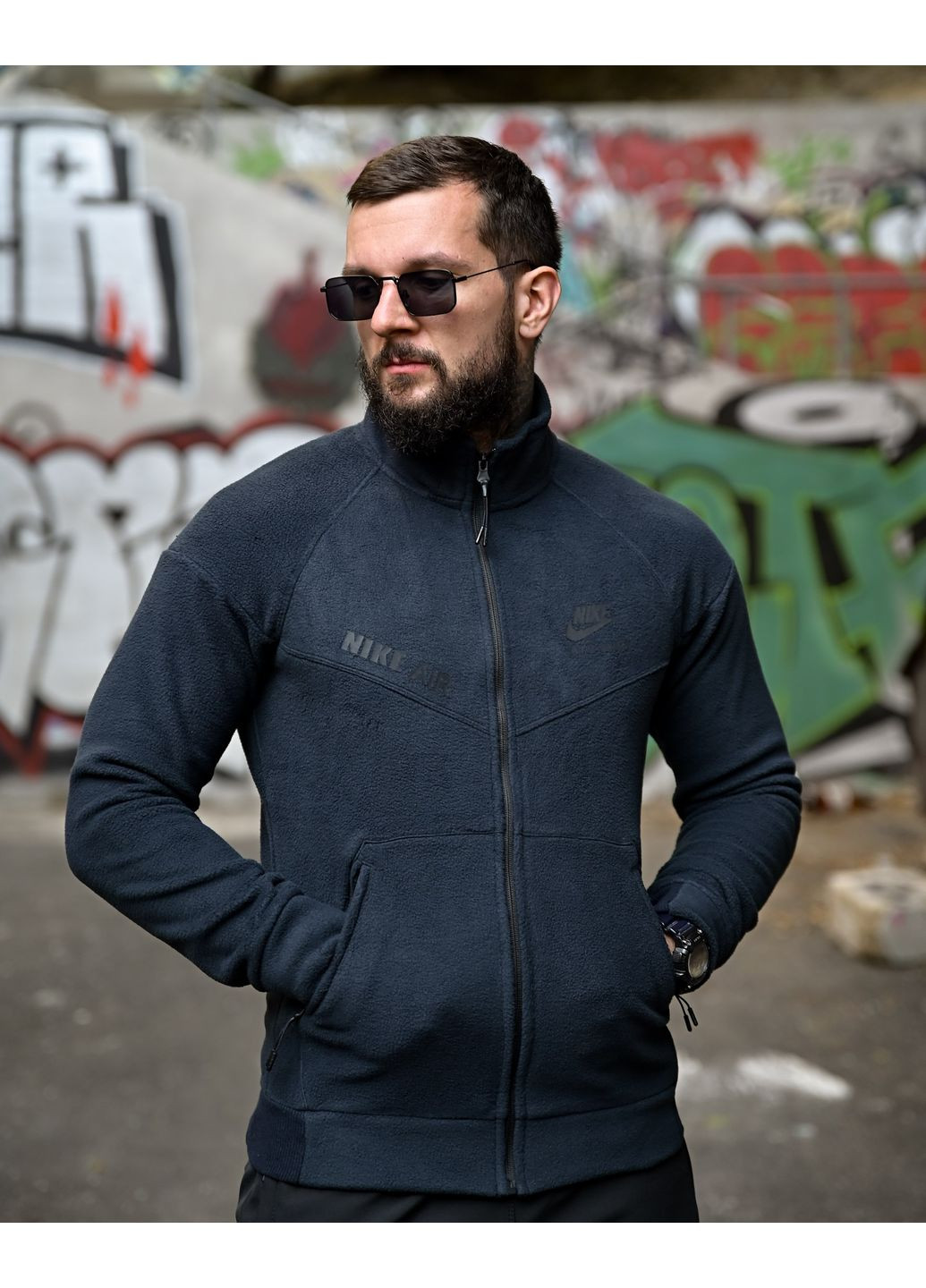 Чоловіча кофта демісезонна на флісі синя Nike (361245568)