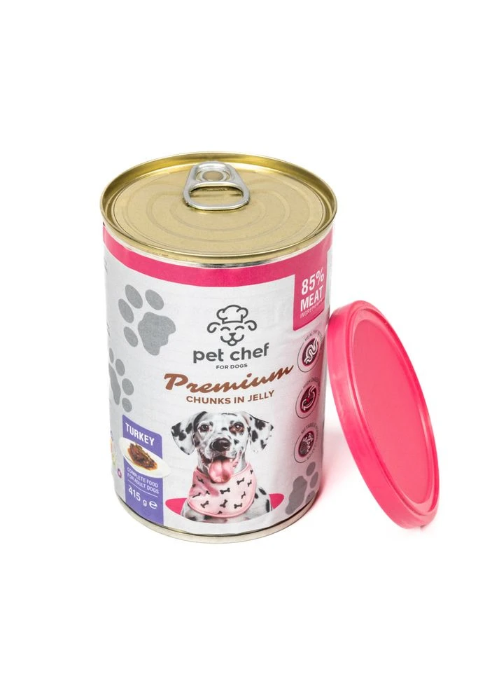 Влажный корм для собак кусочки в желе с индейкой 415 г Pet Chef (392124628)