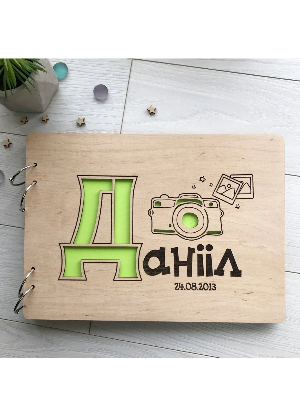 Детский именной фотоальбом из дерева 7Arts (316662794)