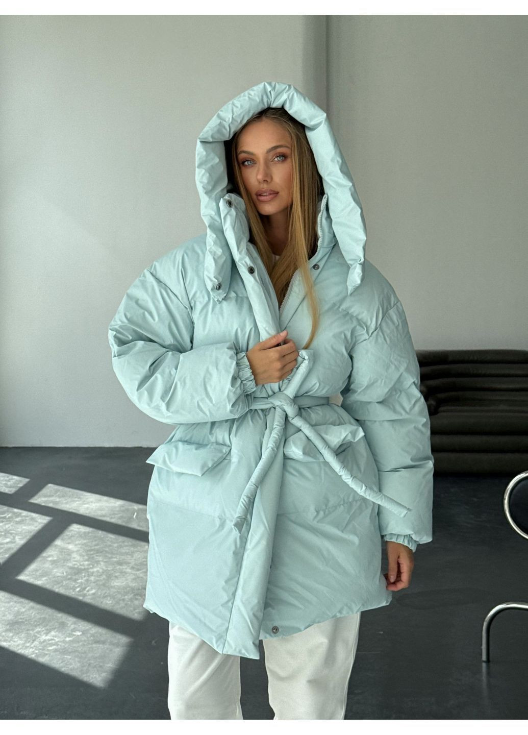 Голубой зимний Пуховик milirud