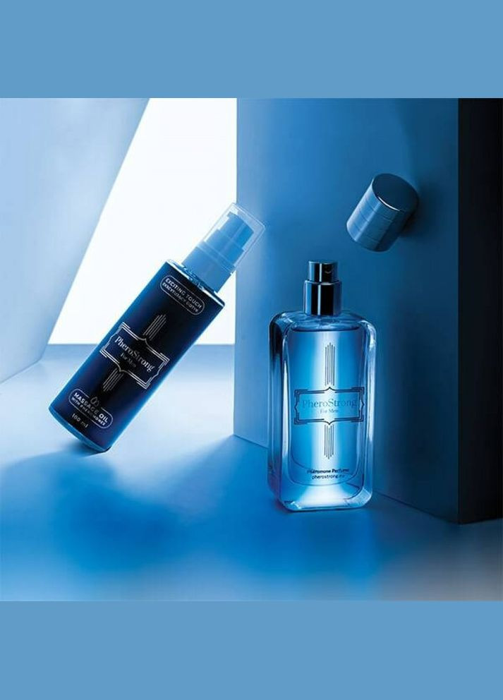 Масажна олія для чоловіків з ароматом та феромонами 100 мл PheroStrong (297396636)