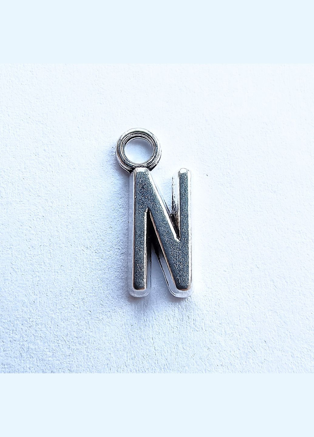 Підвіска металева Кулон буква англійського алфавіту латиниця Античне срібло 17 мм N Finding (365875897)