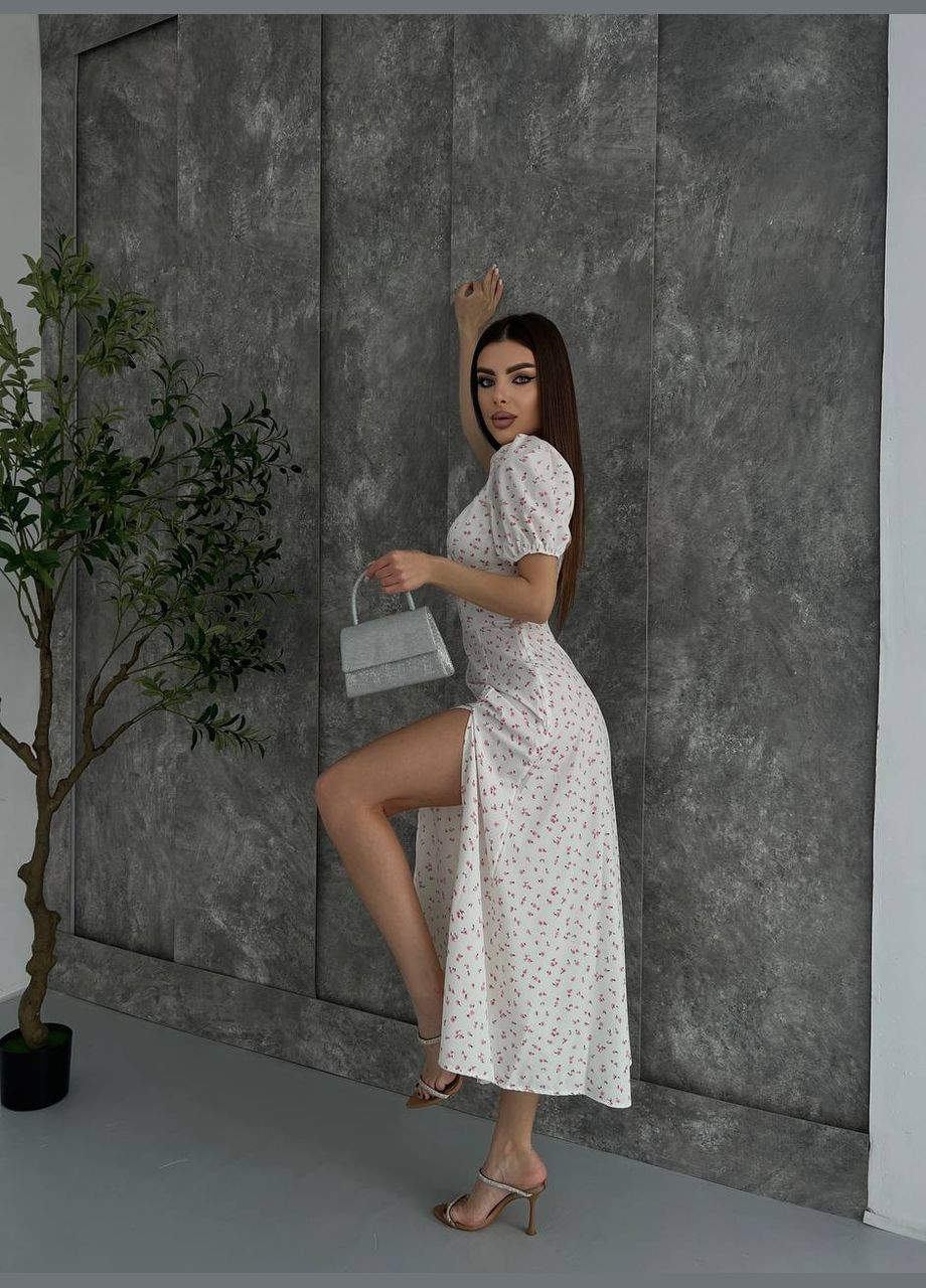 Белое повседневный платье женское Україна с цветочным принтом