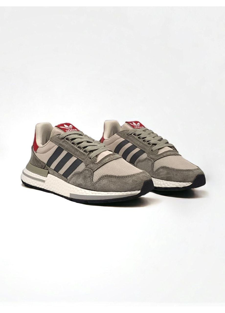 Сірі Осінні кросівки чоловічі adidas zx500 grey red адідас zx 500 No Brand