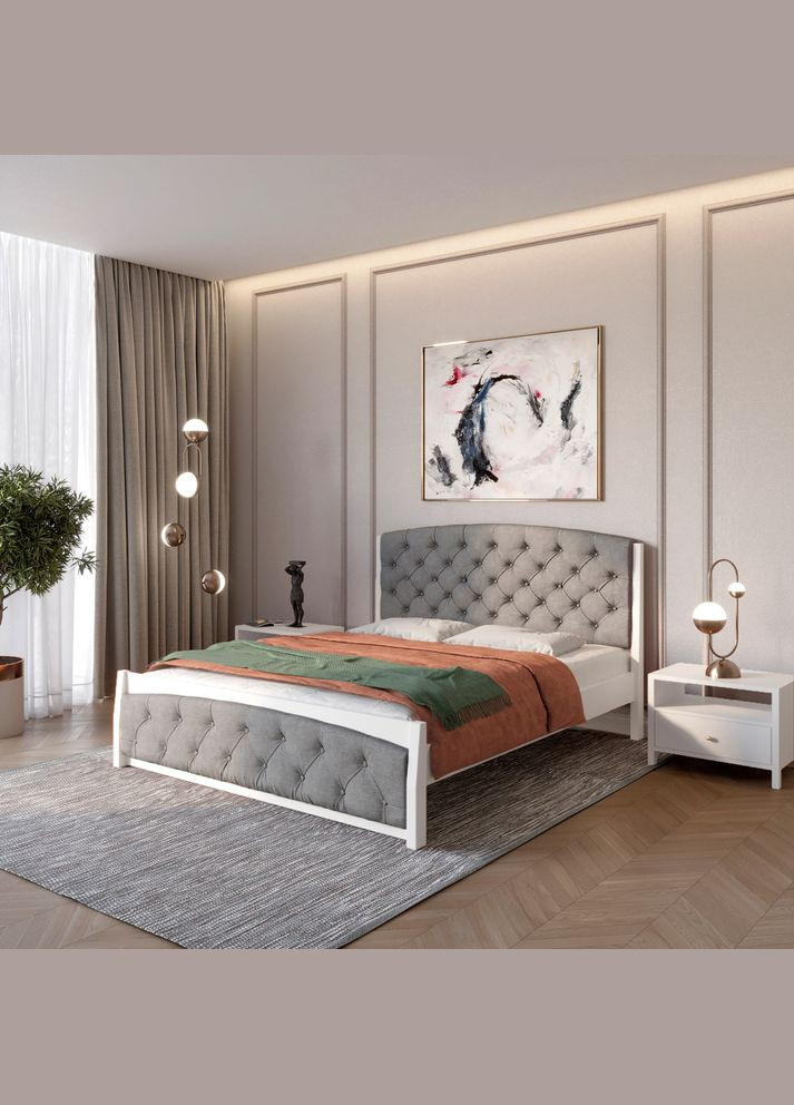 Двуспальная деревянная кровать Мехико (RAL9003)/Аляска 93 (Серый) 180х200 см (MBG-12248) Mebigrand (368282579)