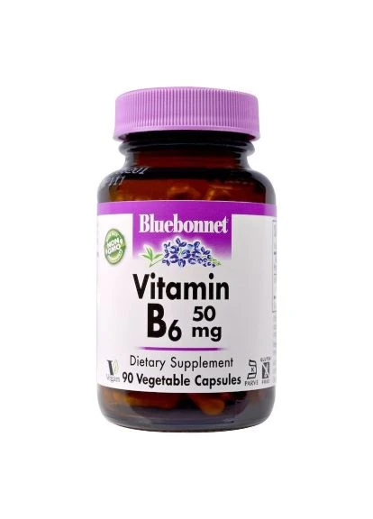 Витамин B6 50 мг, Vitamin B6, 90 вегетарианских капсул (BLB0428) Bluebonnet Nutrition Витамин B6 50 мг, Vitamin B6, 90 вегетарианских к (401658830)