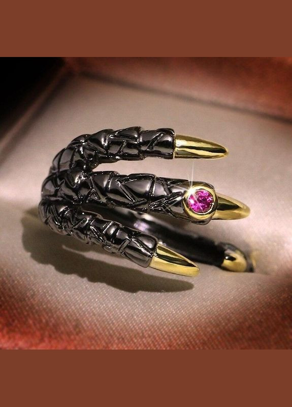 Розкішна каблучка металеві драконячі кігті під чорне золото чорна каблучка регульована Fashion Jewelry (285110725)