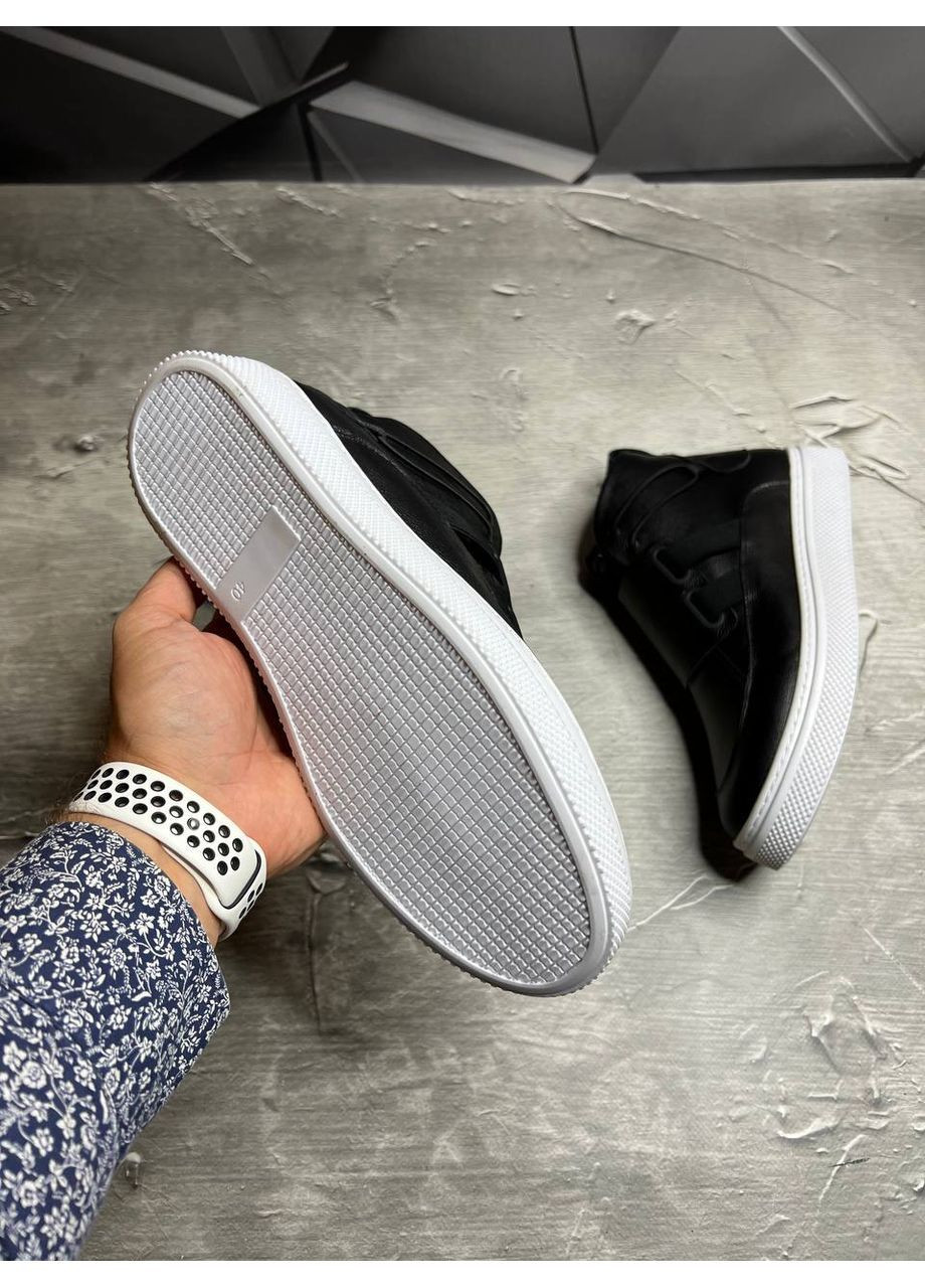 Черные ботинки натуральная кожа на меху, подошва прошитая мягкая Україна