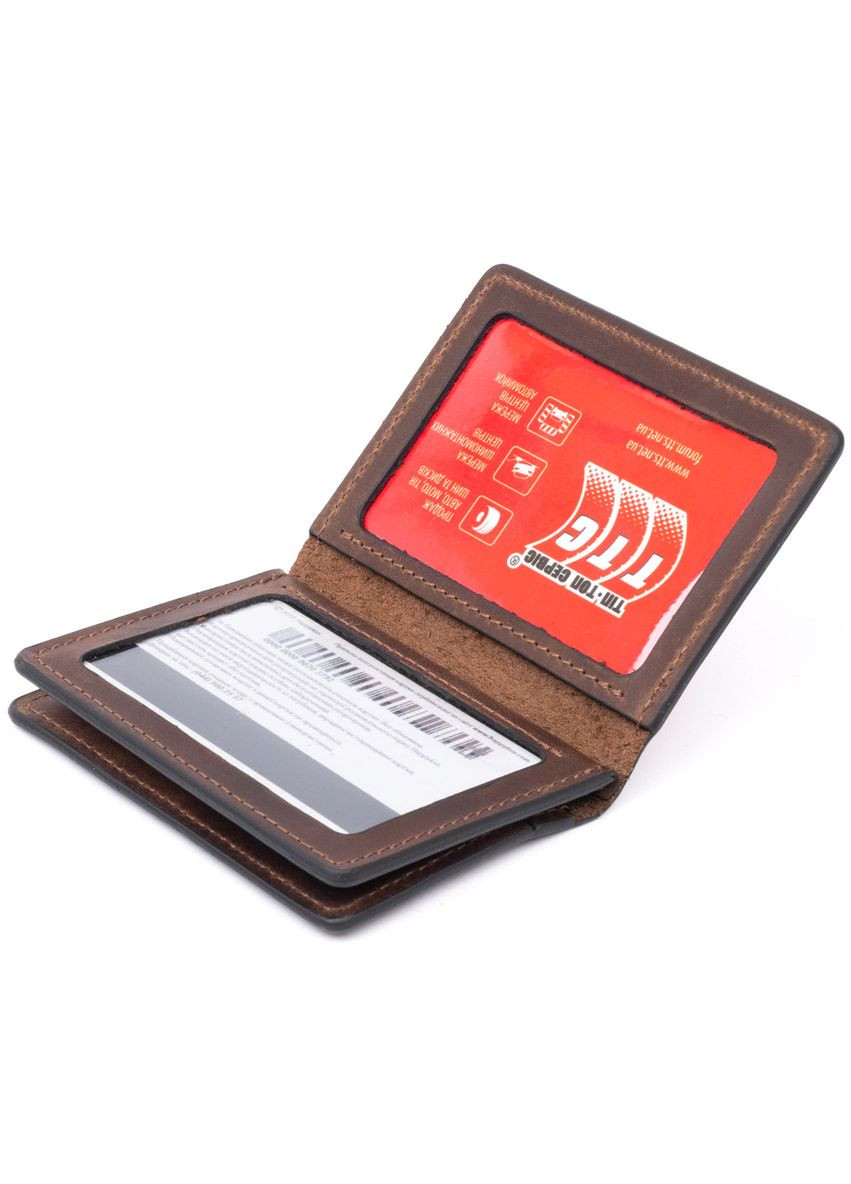 Візитниця з обкладинкою для ID-паспорта з натуральної шкіри 11292 Коричнева Grande Pelle (298569229)