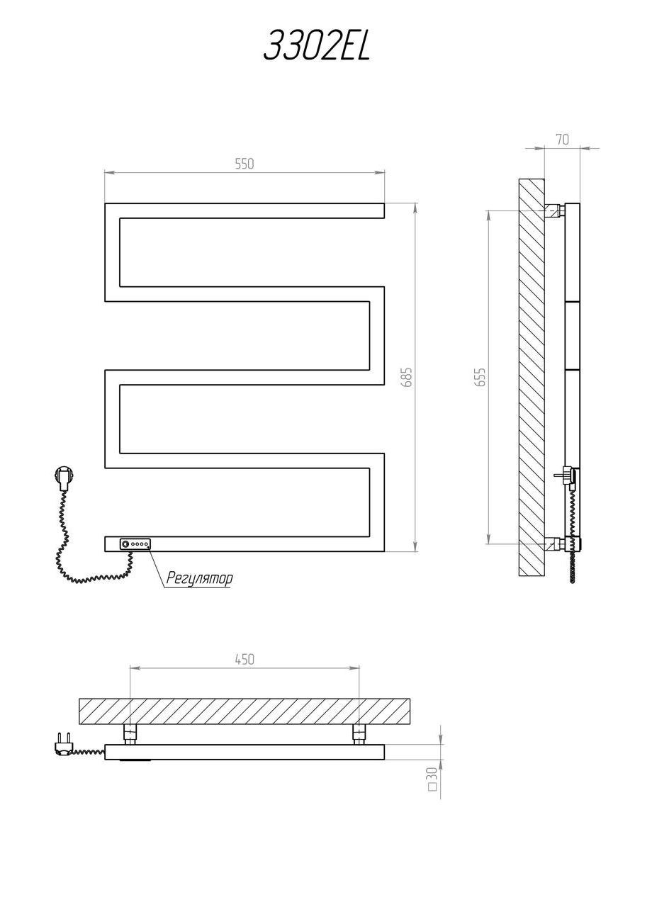 Полотенцесушитель Зета 685х550 EL тайм. Kosser (346048986)