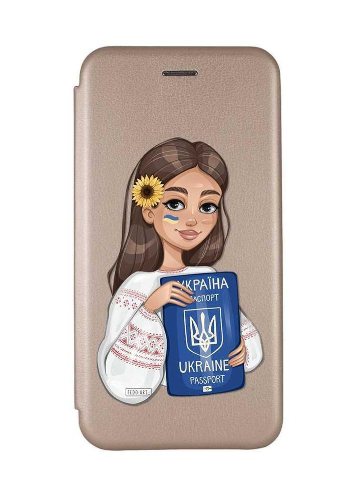 Чохол-книжка з малюнком для Xiaomi Redmi Note 9 Pro/9S/9 Pro Max Золотий:: Дівчина з паспортом (принт 12) G-Case (360690505)