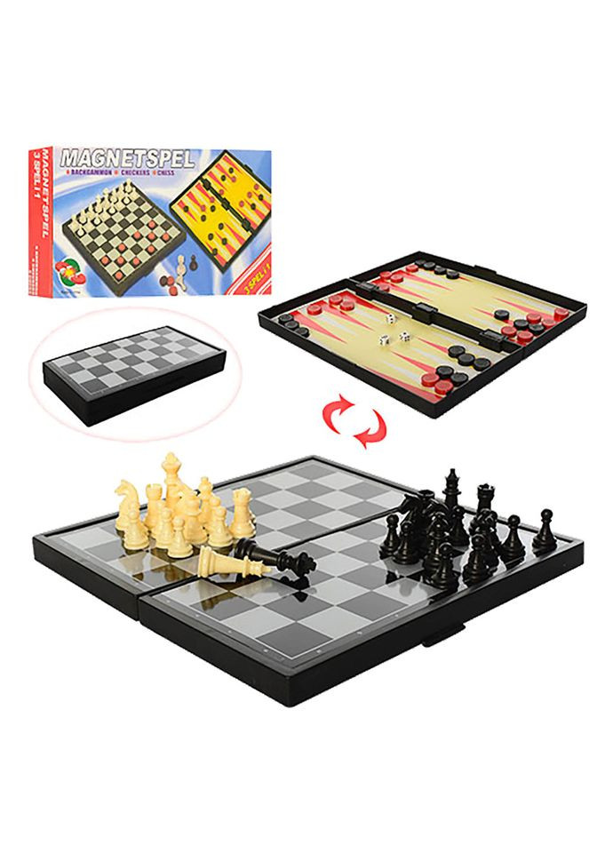 Шахи магнітні 2029, 3 в 1 Шахи, шашки, нарди Bambi (363128719)
