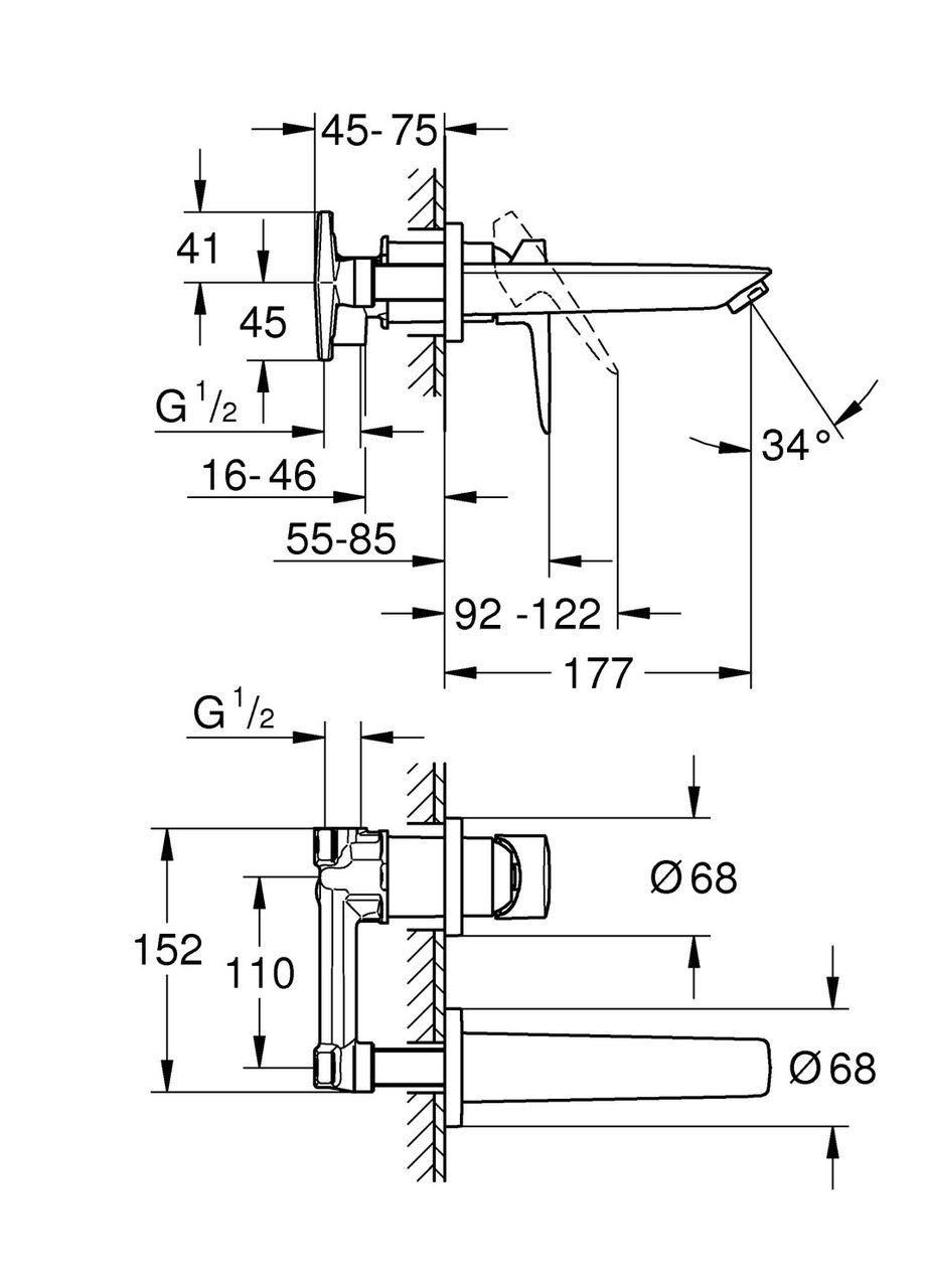 Змішувач для раковини прихованого монтажу BauLoop New (20289001) Grohe (369933123)