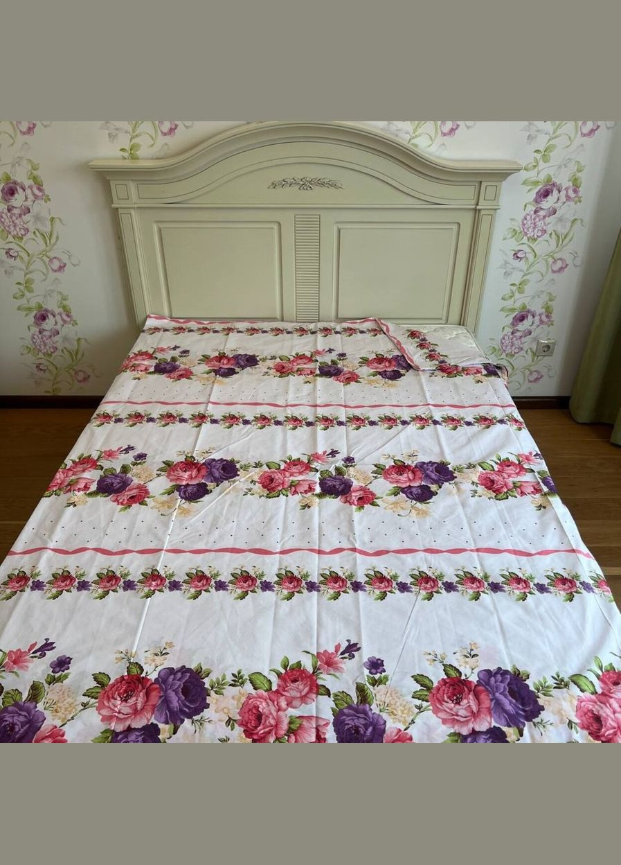 Пододеяльник на запах двухспальный белый Цветы Бязь Голд PD1763 Ananasko (330034204)