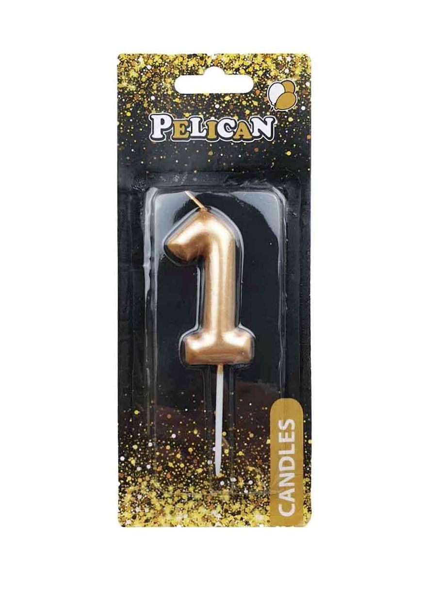 Свічка для торта 1 ЗОЛОТО 6см. 866011 ТМ PELICAN (311956404)