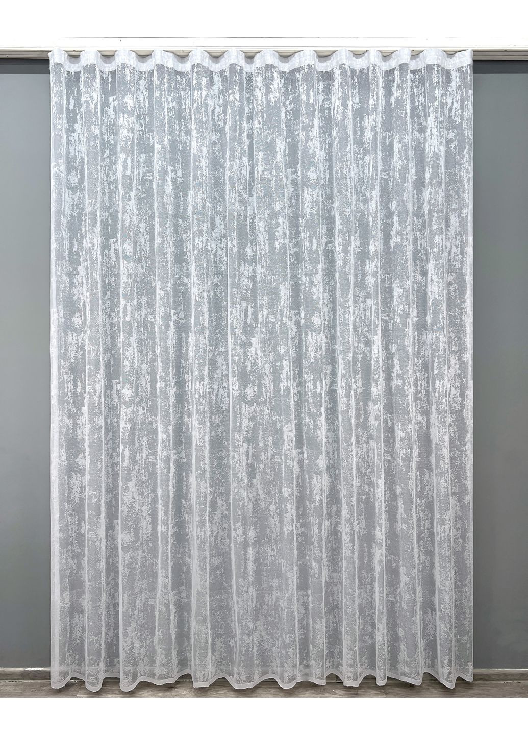 Тюль 1400т Мармур Жакард Білий 600х250 см (43-347) VR-Textil (380673791)