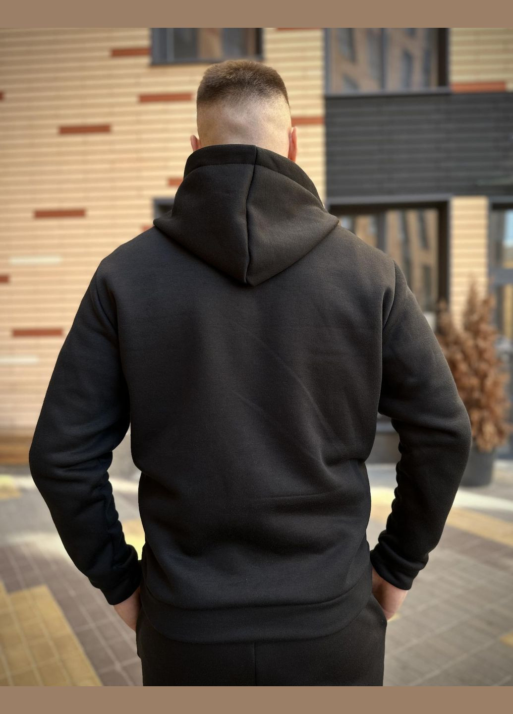 Зимова базова однотонна кофта на змійці з начосом чорна Vakko (301834053)