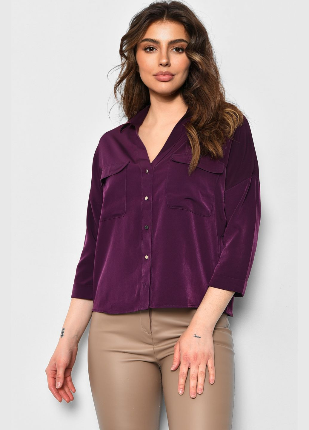 Сорочка жіноча з коротким рукавом бордового кольору Let's Shop (284667528)