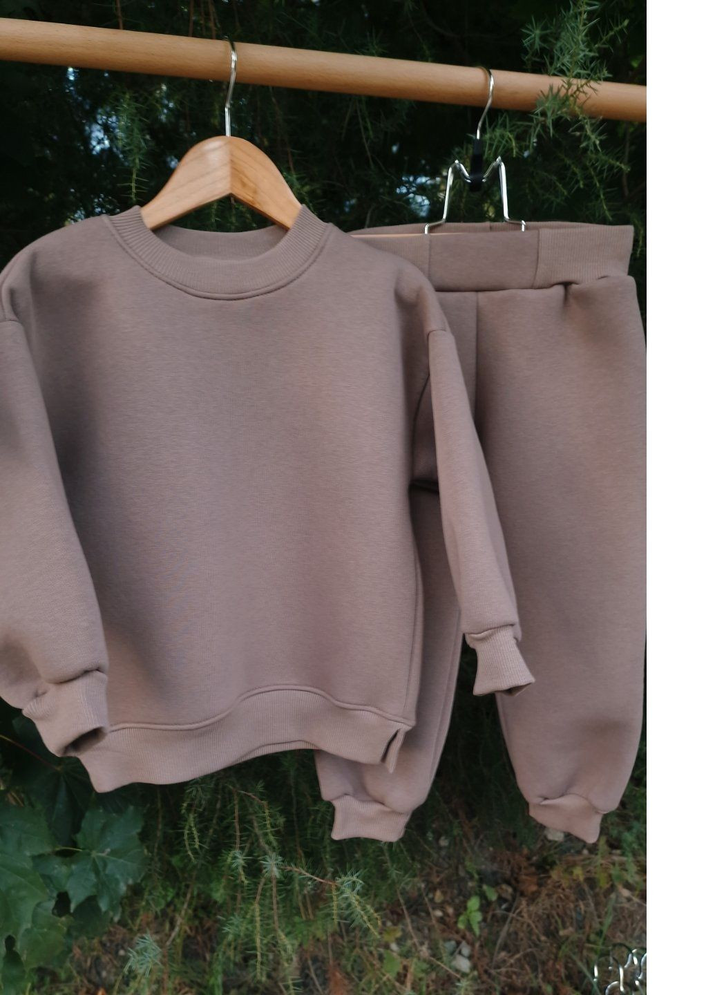 Светло-коричневый костюм теплый тринитка начес флис No Brand