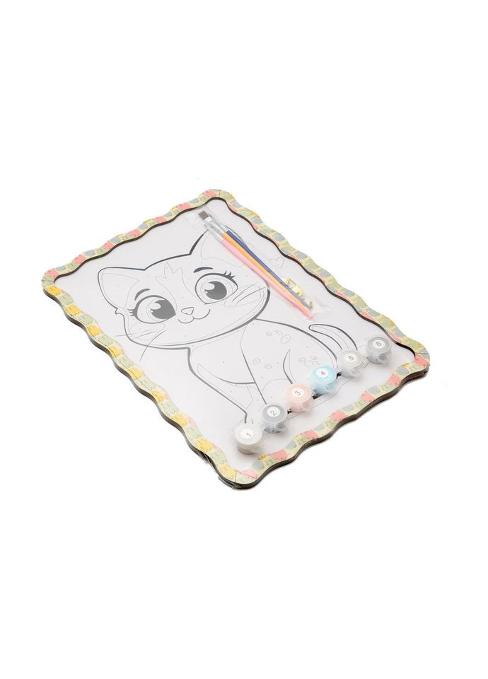 Картина по номерах "Котик" Puz-22945 формат А4 пензлик, фарби, кріплення для стіни PuzzleOK (316272671)