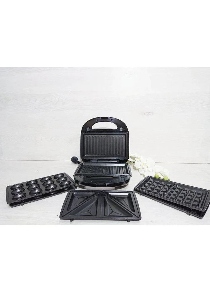 Мультимейкер 4в1 с насадками (гриль, бутербродница, орешница, вафельница) на 2200Вт с термостойкими ручками. No Brand (361669424)