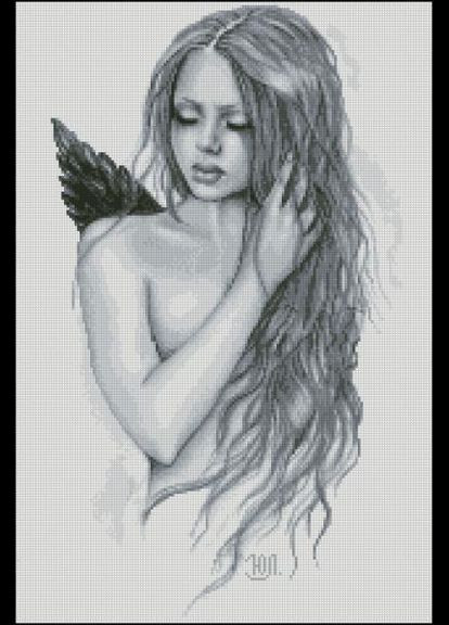 Набір для вишивання хрестиком. Розмір: 25*38 см Ангел у тузі Лоскуток (315358933)