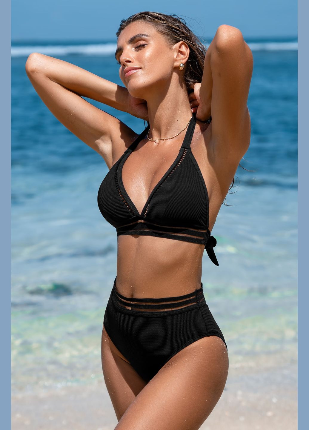 Черные купальные трусики однотонные CUPSHE