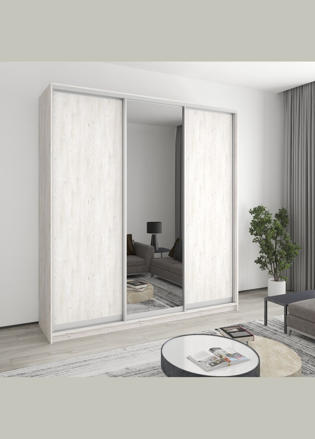 Шкаф-купе трехдверный Комбо AL 2ДСП/Зеркало 220x45x240 см (MBS-2158) MebelStar (346289020)