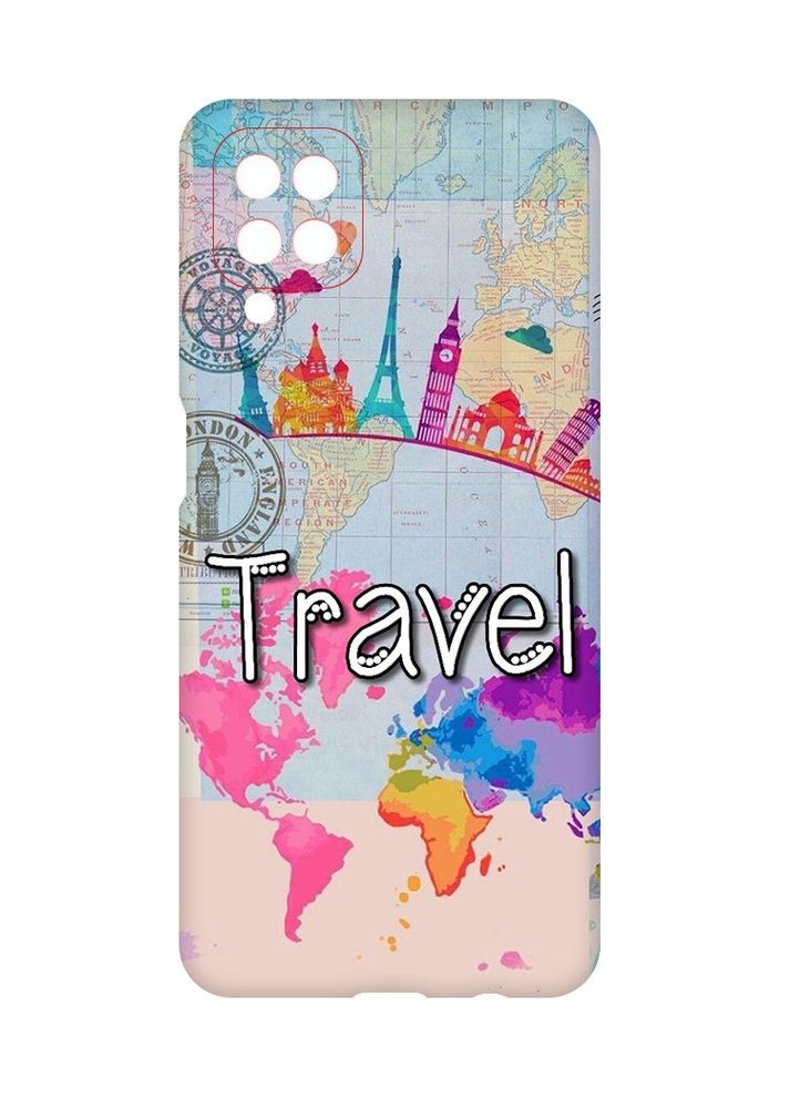 Матовий чохол з червоними боками на Samsung Galaxy A12:: Подорож. Travel (принт 321) Creative (360657273)