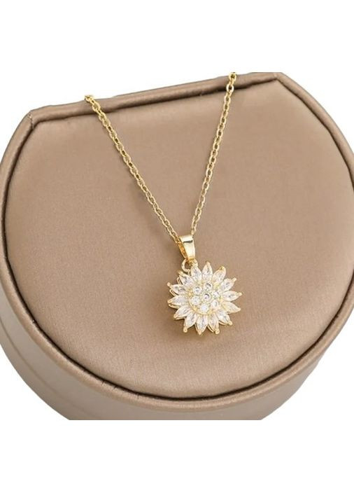 Цепочка с кулоном медицинское золото кулончик с белыми камнями в форме цветка Вращающийся Liresmina Jewelry (285781007)