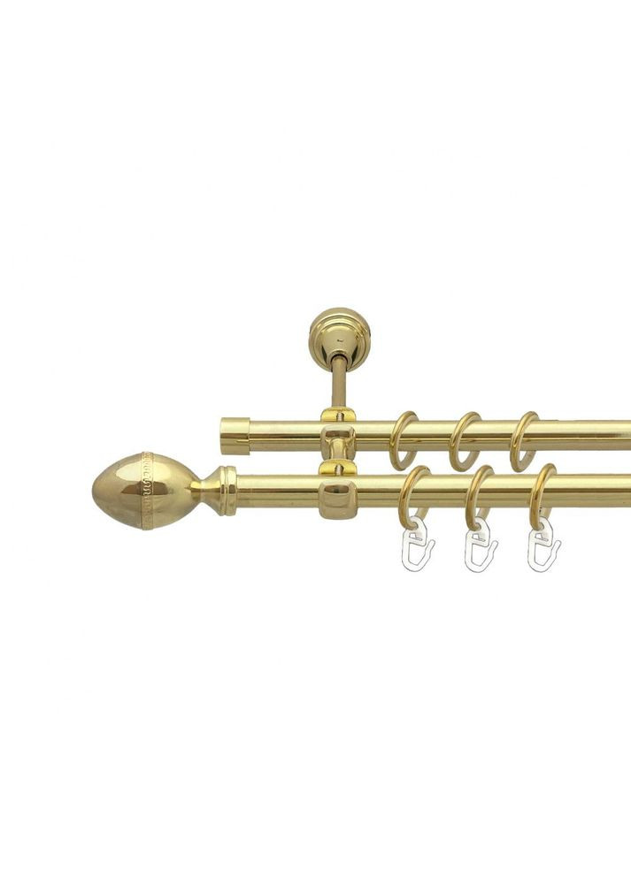 Карниз Фарже металевий дворядний відкритий гладка труба Золото 16\16 мм 300 см (00-00014310) ORVIT (300280444)