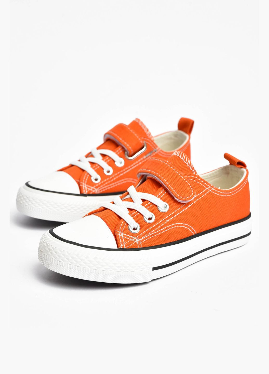 Оранжевые кеды детские оранжевого цвета однотонные текстиль Let's Shop