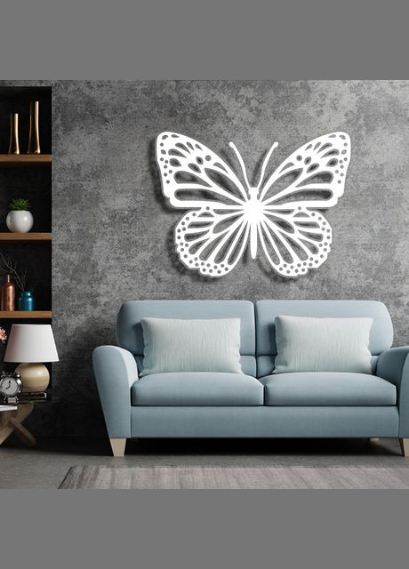 Панно 3D декоративне з об'ємом 15 мм для стін, Метелик 44 х 60 см біле Декоинт (276708612)