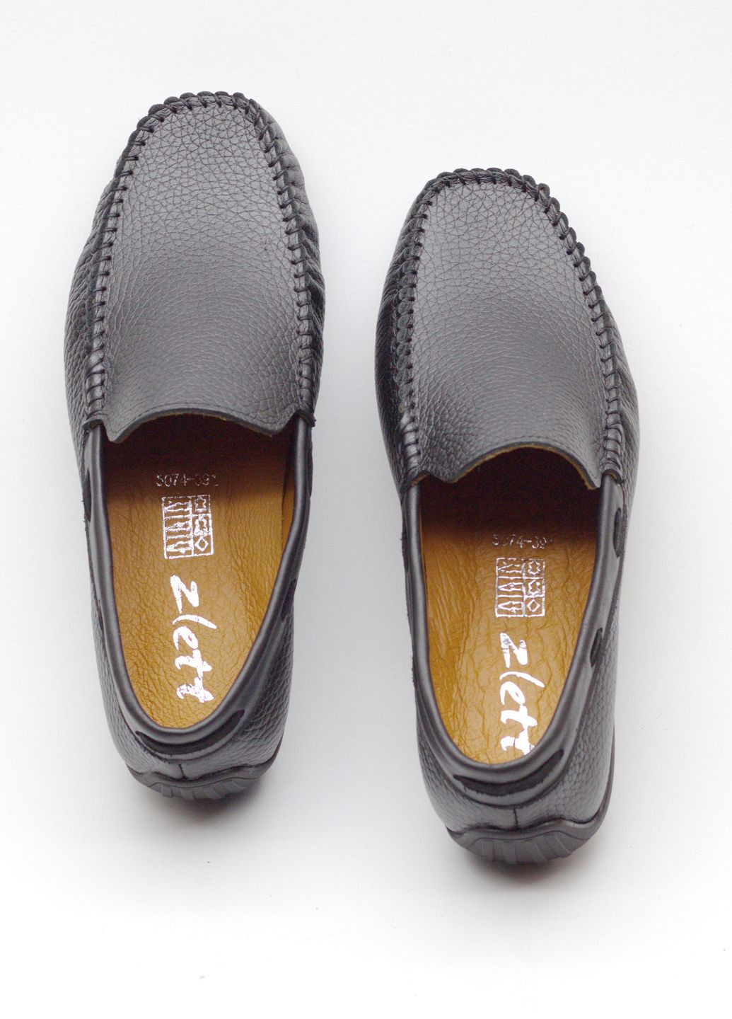 Черные мокасины мужские натуральной кожи Zlett