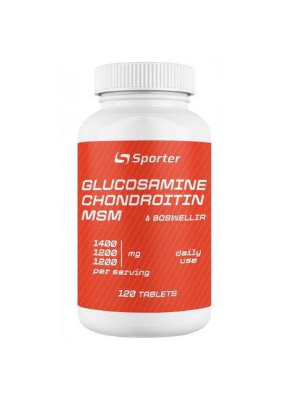 Средство для суставов Glucosamine & chondroitin MSM+boswellia 120 таблеток Sporter (297949559)