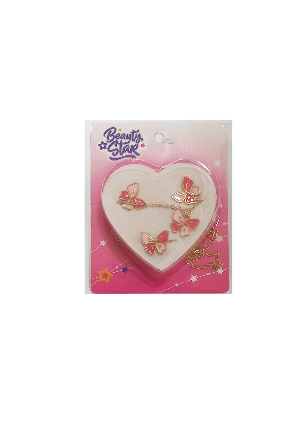 Набір біжутерії B4319 у серці, 3в1 сережки+кільце+ланцюжок (6923549043199) Вид 1 No Brand (315321507)