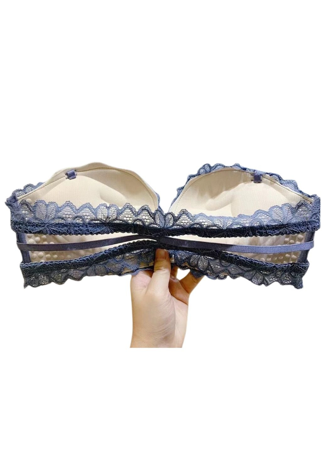 Голубой балконет женский кружевной бюстгальтер с передней застежкой и push-up romantic (1756 ) 85 Finetoo с косточками нейлон