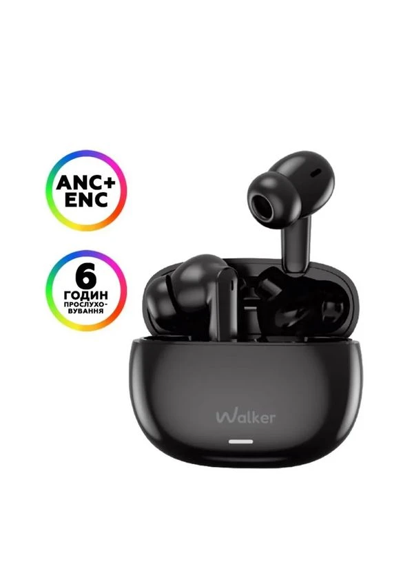 Навушники Bluetooth вакуумні чорні з шумозаглушенням ANC ENC Walker (393461478)